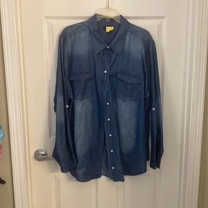 22/24 Blue Denim Long Sleeve Shirt by Lane Bryant in great condition.